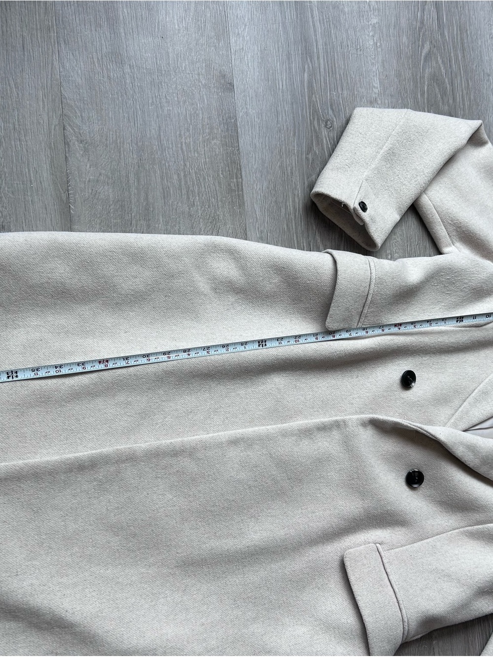 Women’s Vero Moda Double-Breasted Cream colored wool blend Coat size L - Picture 7 of 15